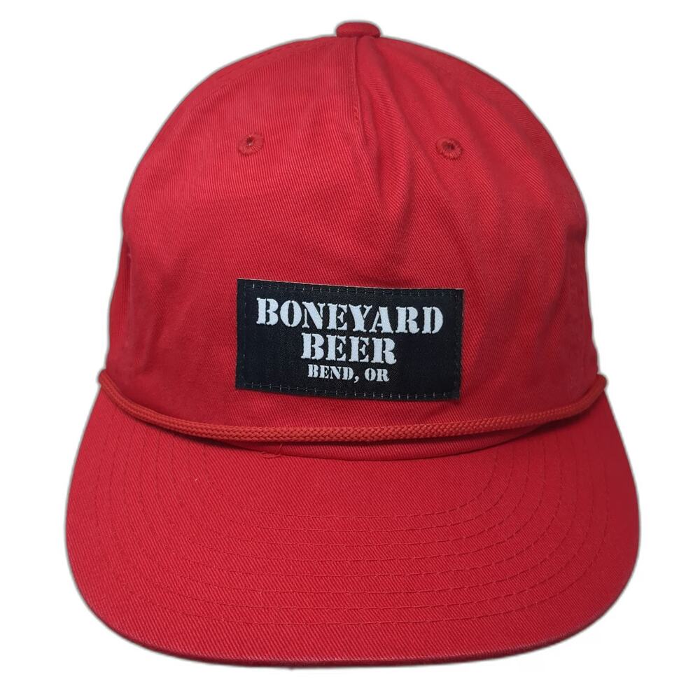 Boneyard Beer 5 Panel Red One Size Snapback Hat Rope Detail Bend Oregon Patch